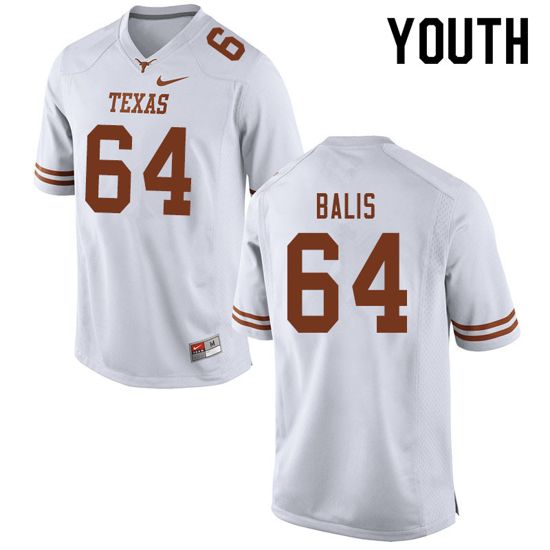 Youth #64 Michael Balis Texas Longhorns College Football Jerseys Sale-White